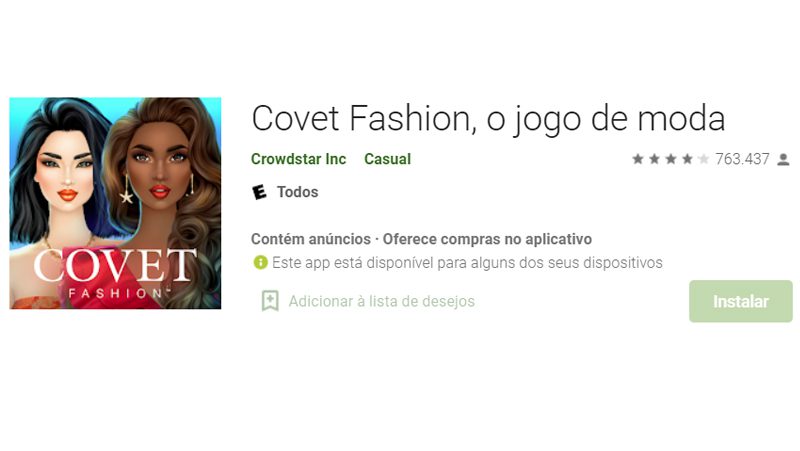 covet fashion é o primeiro dos jogos de vestir