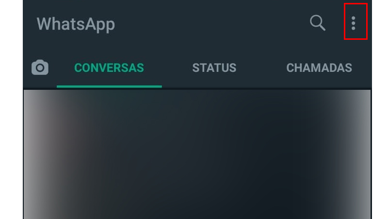 escolha os três pontos no canto superior direito do whatsapp