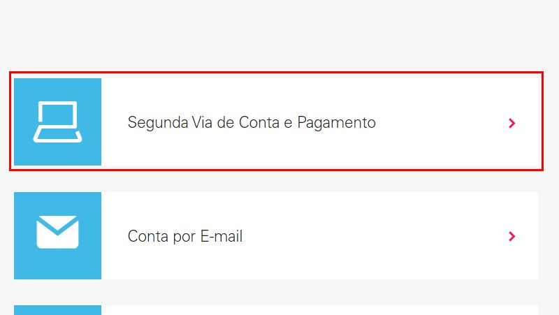 escolha segunda via de conta