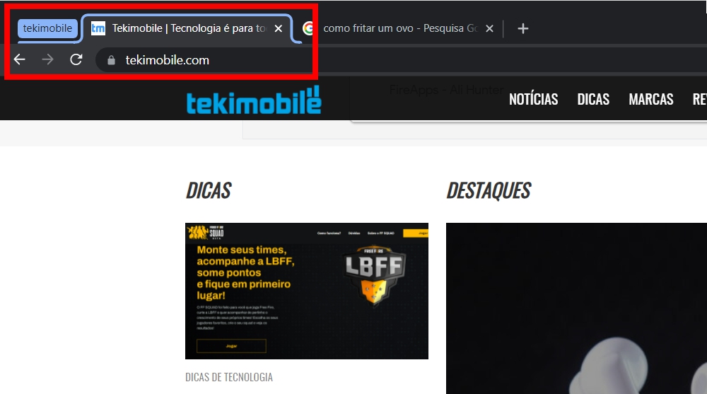 guias coloridas no Google Chrome