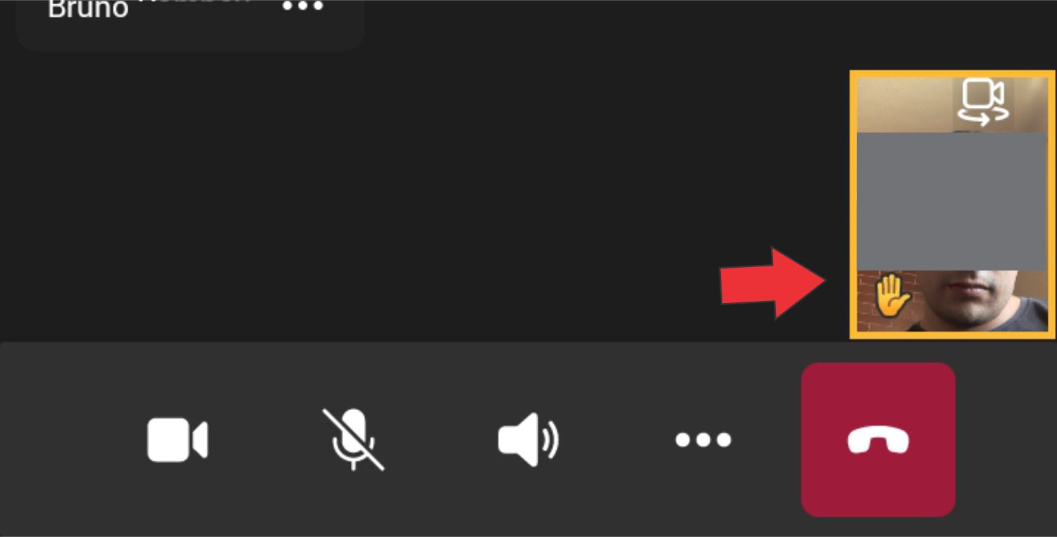 Mostrando como fica ao levantar a mão no Microsoft Teams iphone e android
