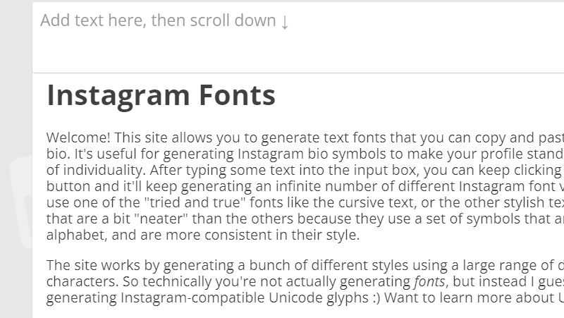 Instagram fonts tem muitas letras diferentes