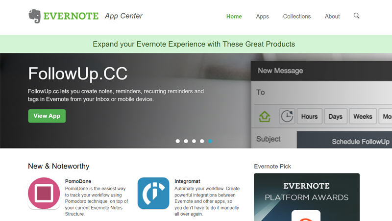 evernote app center melhora o potencial do app
