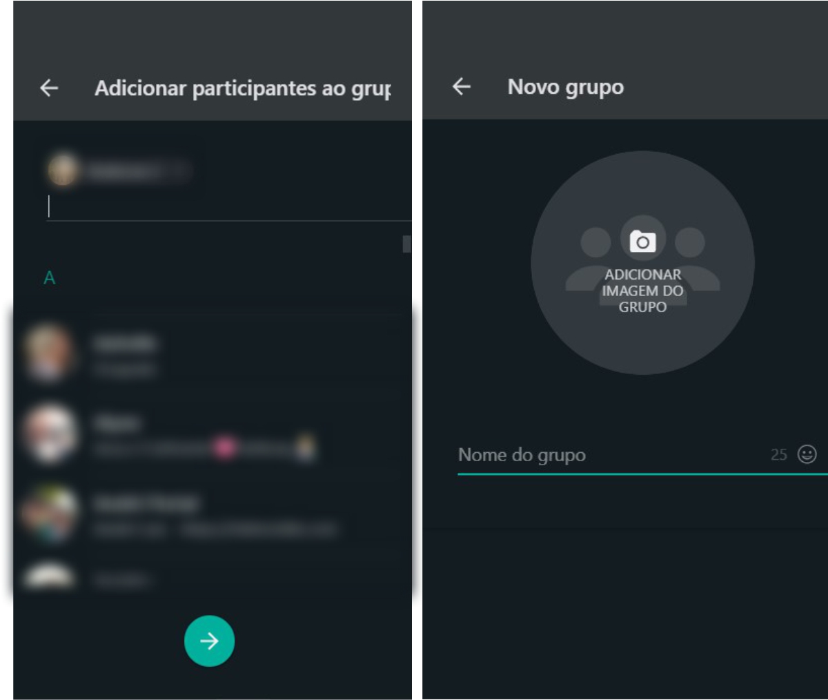 Adicione membros e escolha o nome do seu grupo - Como criar links do WhatsApp para compartilhar grupos