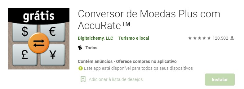 Conversor de Moedas Plus com AccuRate™ - 5 apps para converter dólar em real