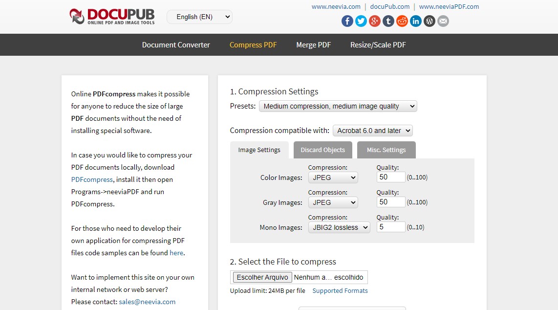 DocuPub - Comprimir PDF é fácil com esses serviços online