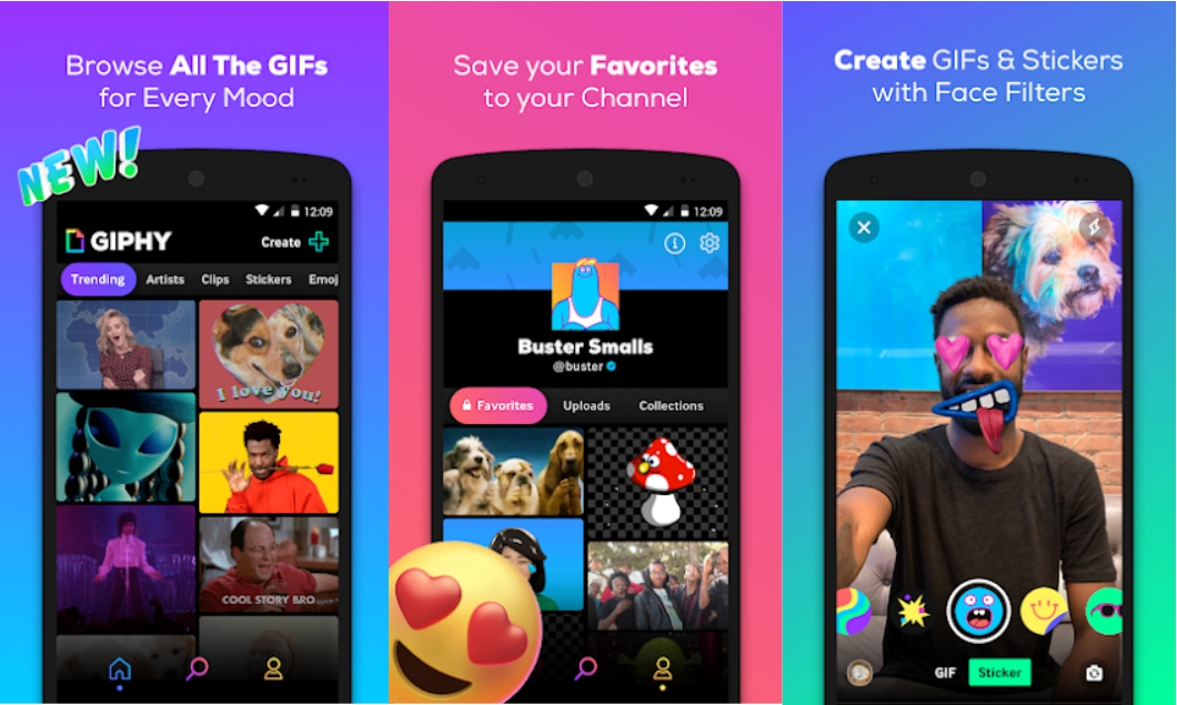 Imagens do app GIPHY - aplicativos para criar GIFs