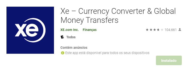 Xe – Currency Converter & Global Money Transfers - 5 apps para converter dólar em real