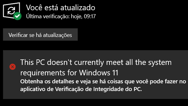 aviso de compatibilidade