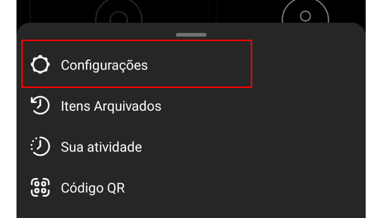 vá em configurações