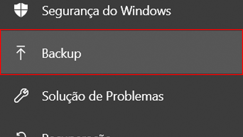 vá na opção backup