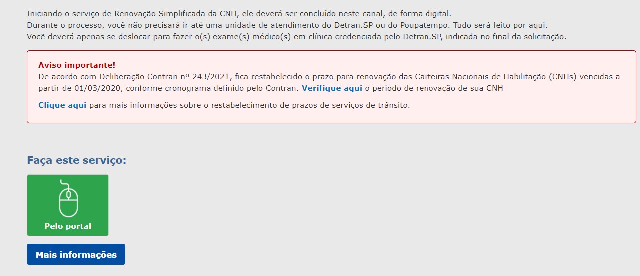 Clique em Pelo Portal - Como renovar carteira de motorista pela internet