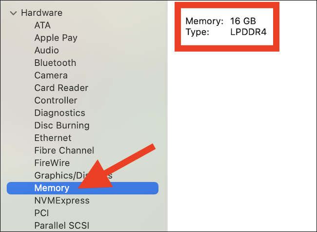 Clique em memória para saber o tipo de memória RAM do seu Mac