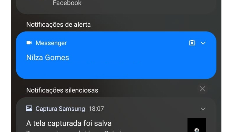 Clique na barra de notificação para voltar a chamada