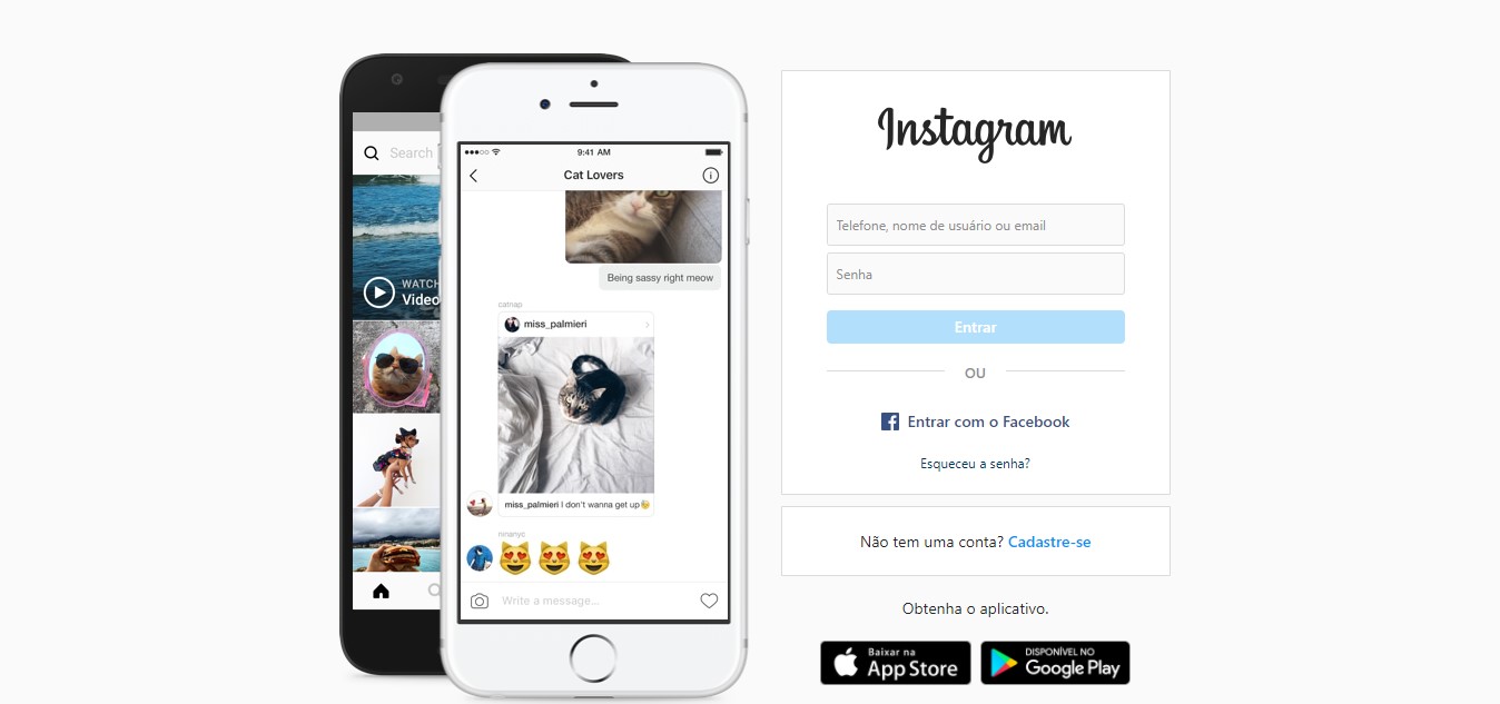 Entre com seu login e senha - Instagram Web