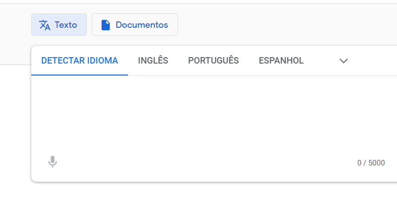 Escolha a opção detectar idioma