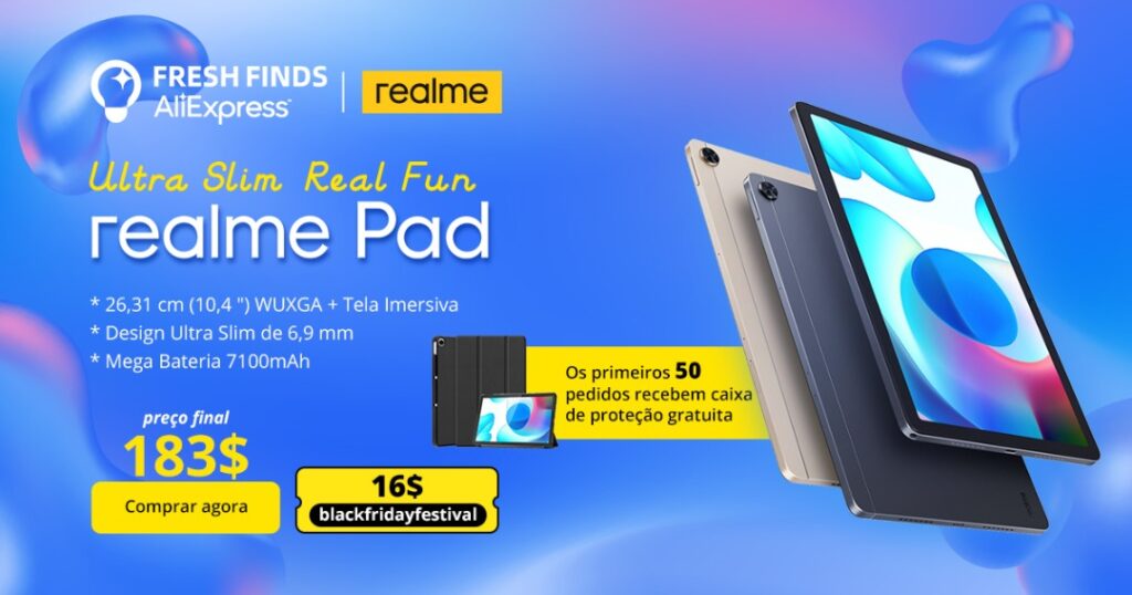 realme Pad por R$ 1.181,17 na Black Friday, compre aqui 1