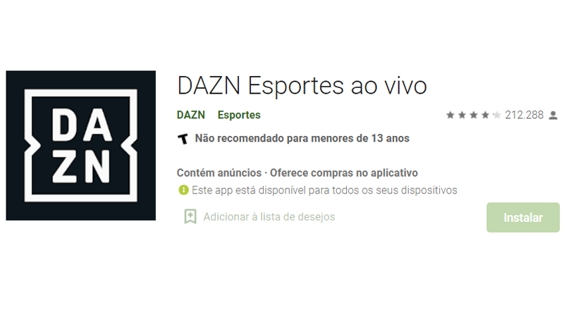 O Dazn é o aplicativo mais popular em esportes