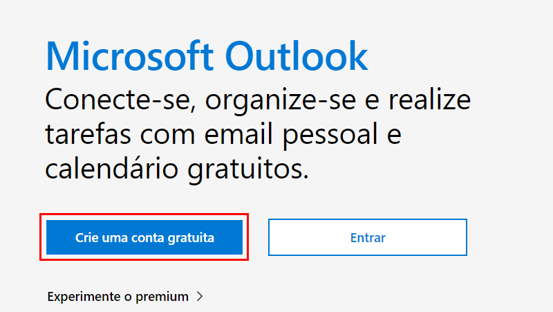 Clique em Crie uma conta gratuita
