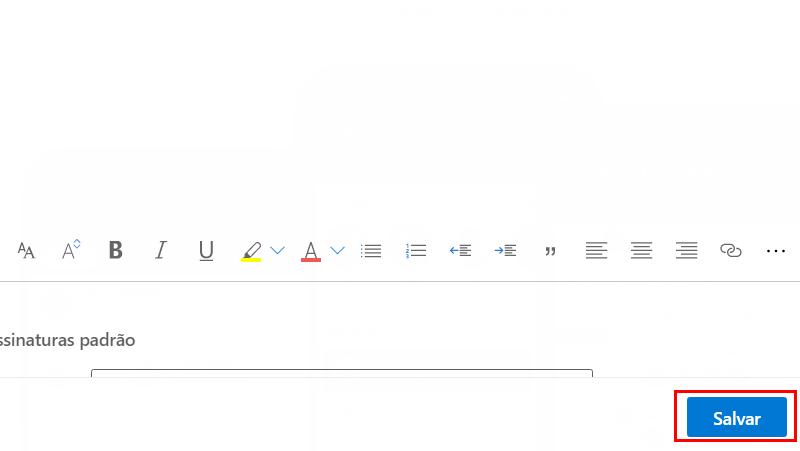 Clique em Salvar quando terminar e você vai aprender como colocar assinatura no Outlook (Imagem: Nalbert/Tekimobile)