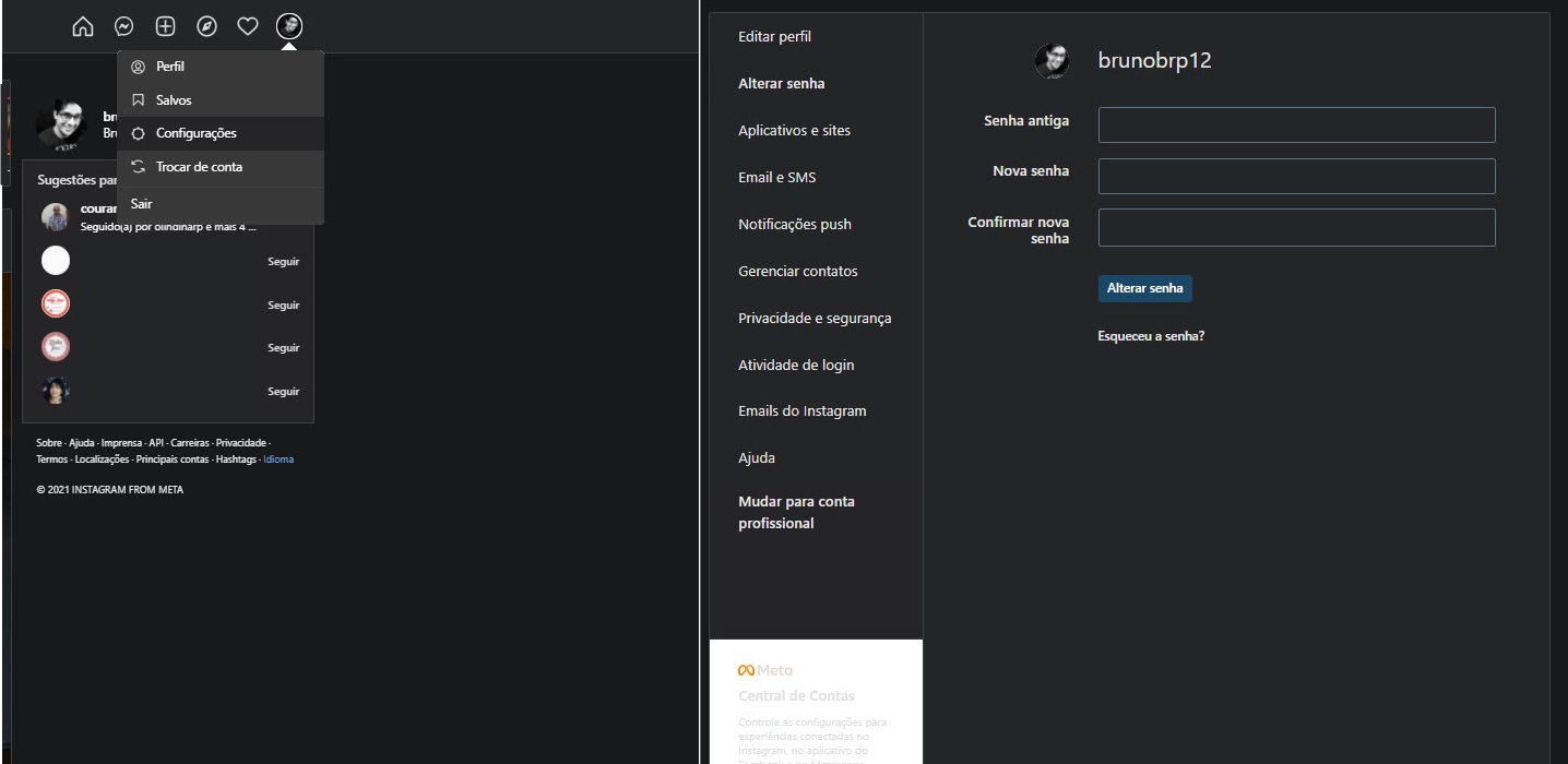 Como mudar a senha do Instagram no computador