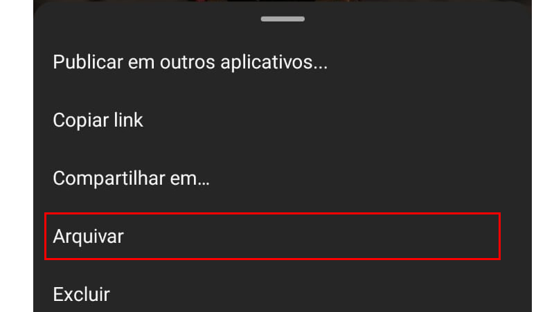 Em arquivar você vai esconder seu post