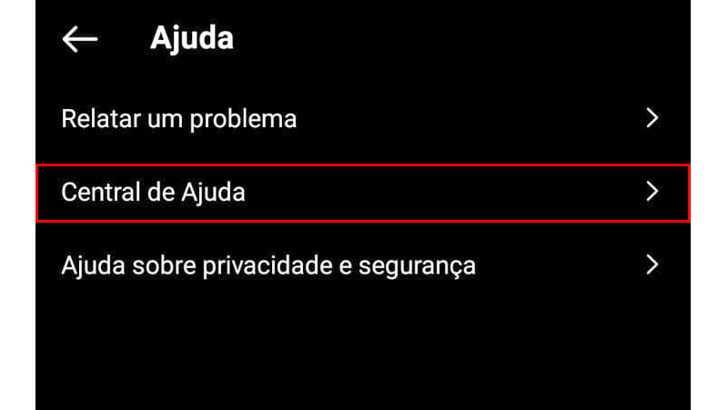 Logo em seguida vá em Central de Ajuda