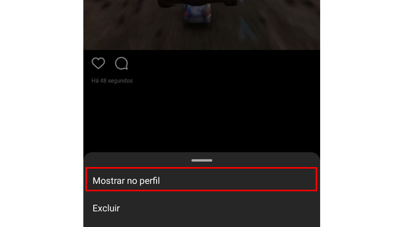 Toque em Mostrar no perfil e você terá aprendido como desarquivar foto no Instagram