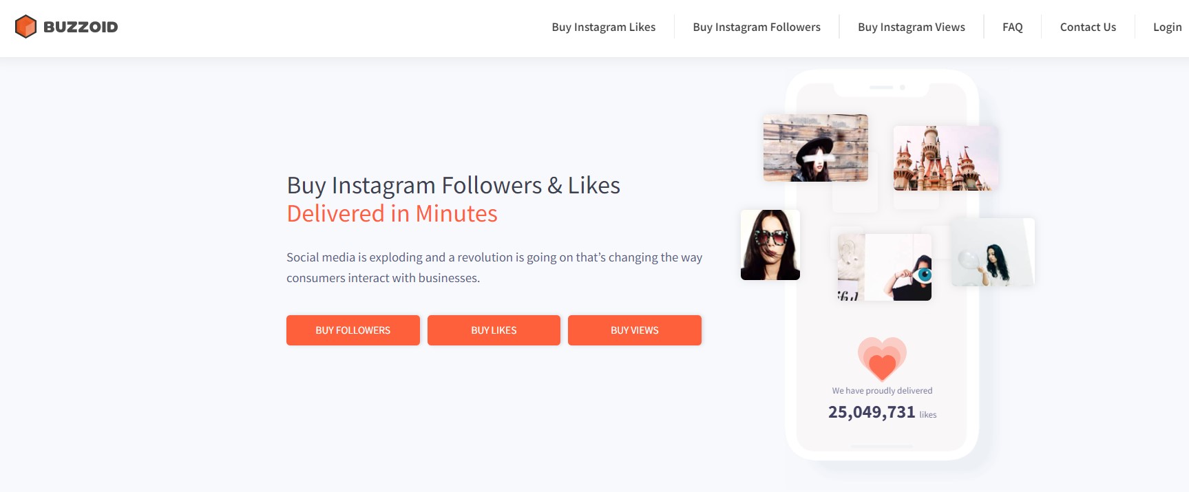 Use o Buzzoid para comprar seguidores no Instagram
