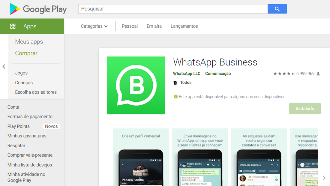 Com o WhatsApp Business é possível ter mais de uma conta