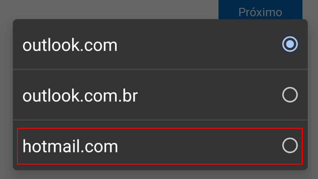 Hotmail criar conta no celular tela inicial do site