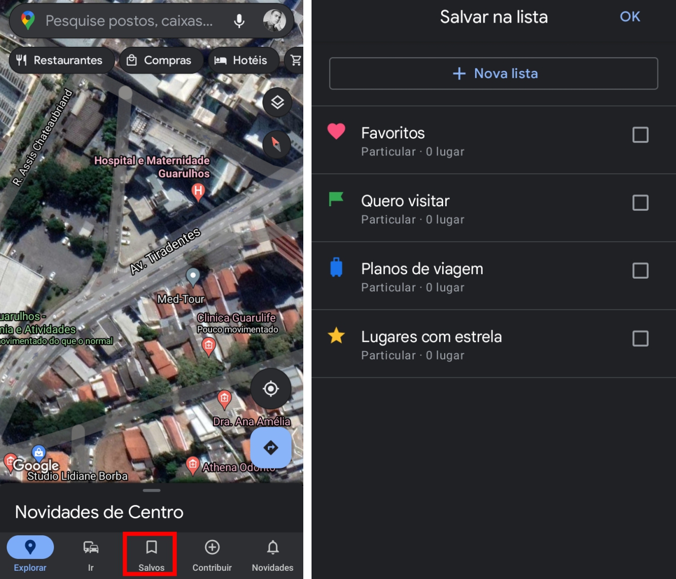 Marque seus locais favoritos no Google Maps