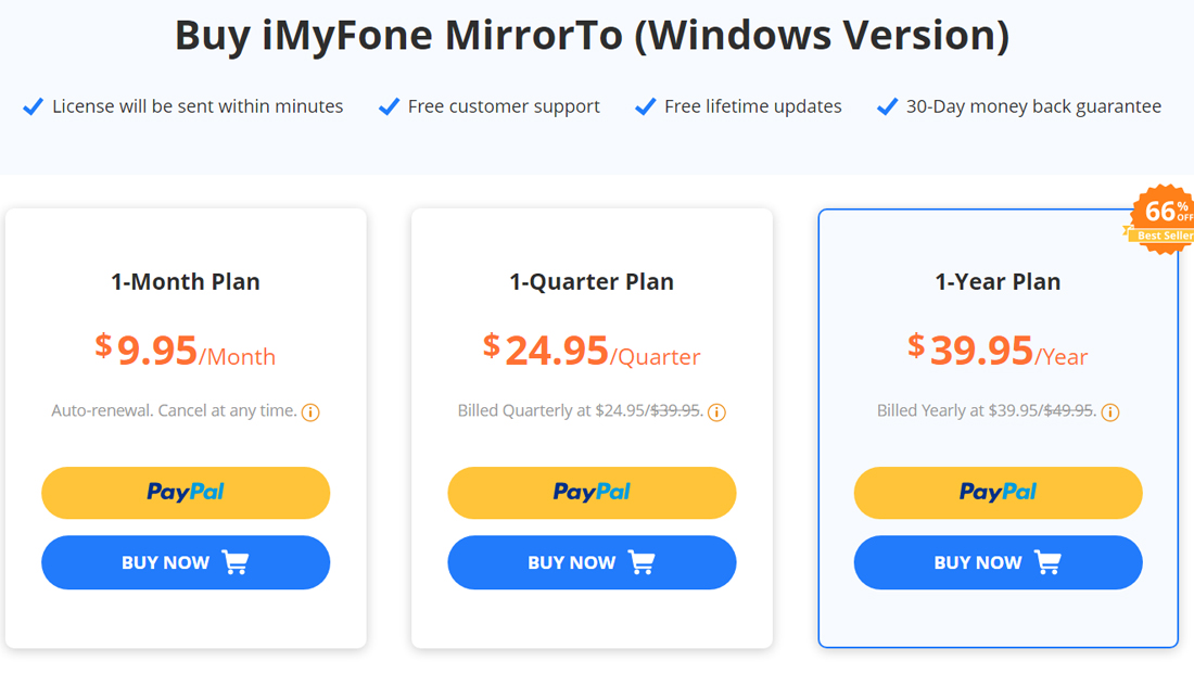 Os preços do iMyFone MirrorTo podem acabar assustando (Imagem: Nalbert/Tekimobile)