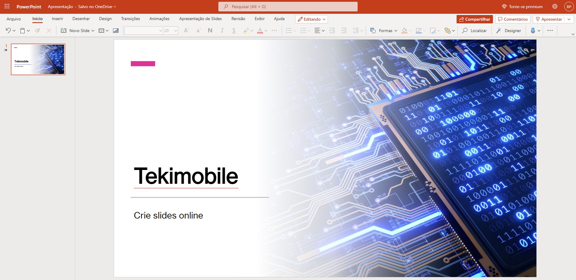 PowerPoint Online é plataforma tradicional disponivel no seu navegador