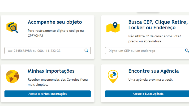 Tenha acesso a várias ferramentas do Correios