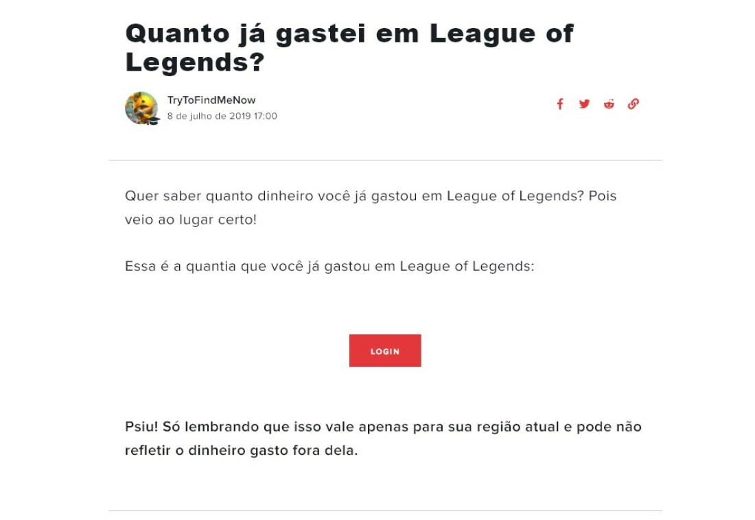 Acesse o site e entre com seu login de usuário - Quanto já gastei em League of Legends