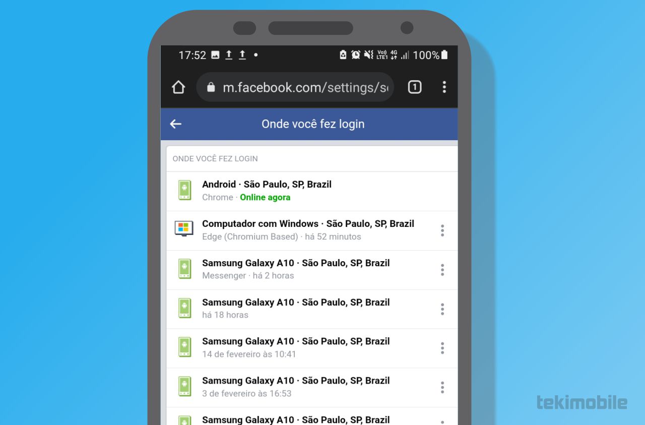 Desconecte os dispositivos em Onde você fez login - Como sair do Messenger no celular e PC