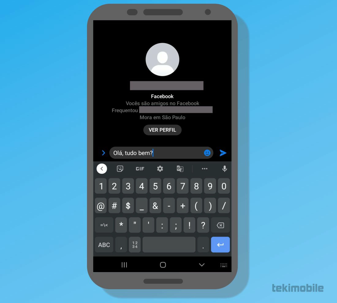 Digite uma mensagem no aplicativo do Messenger - Como saber se foi bloqueado no Messenger
