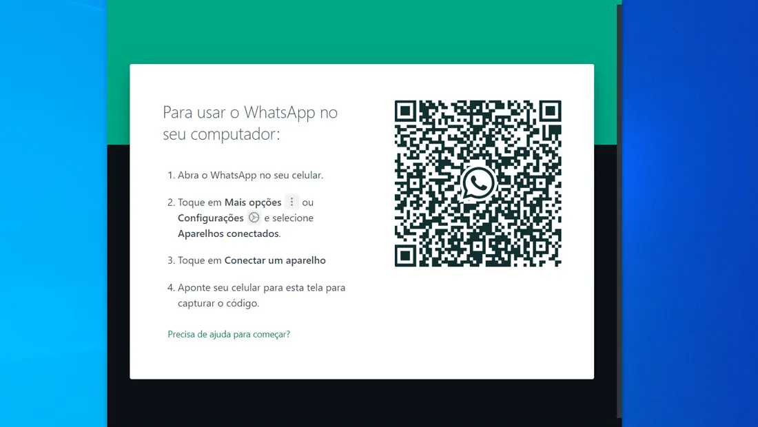 Escaneie o código no WhatsApp Web