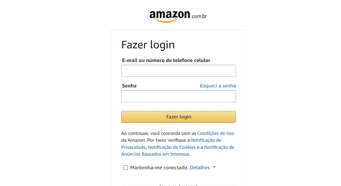 Faça login ou um cadastro no site