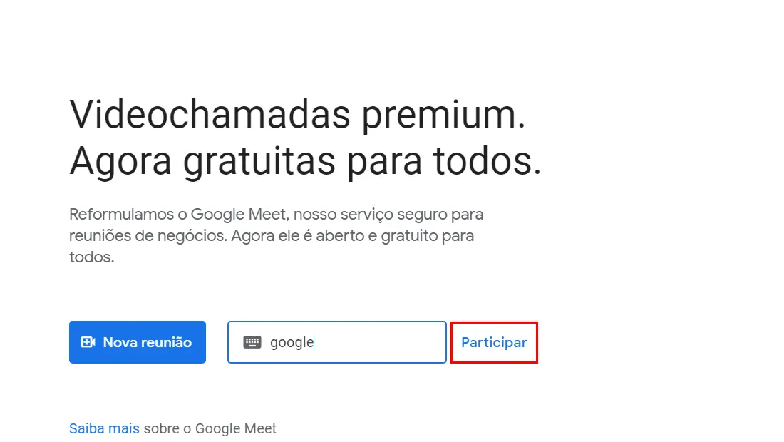Logo depois clique em Participar