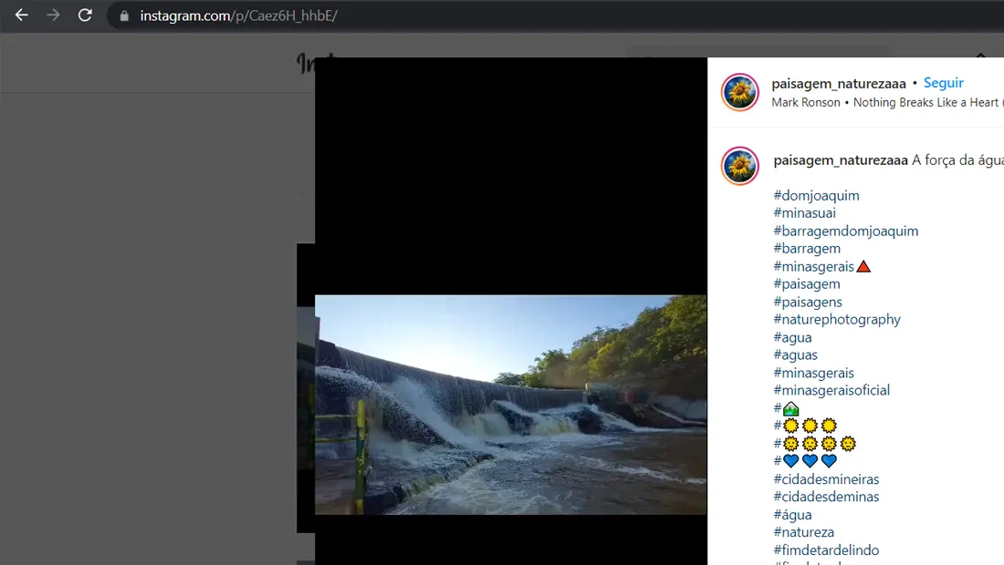 Procure uma publicação em vídeo no Instagram pelo navegador