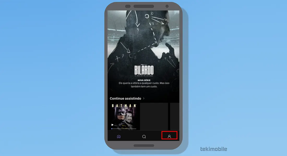 Toque no ícone do perfil para aprender como cancelar HBO Max