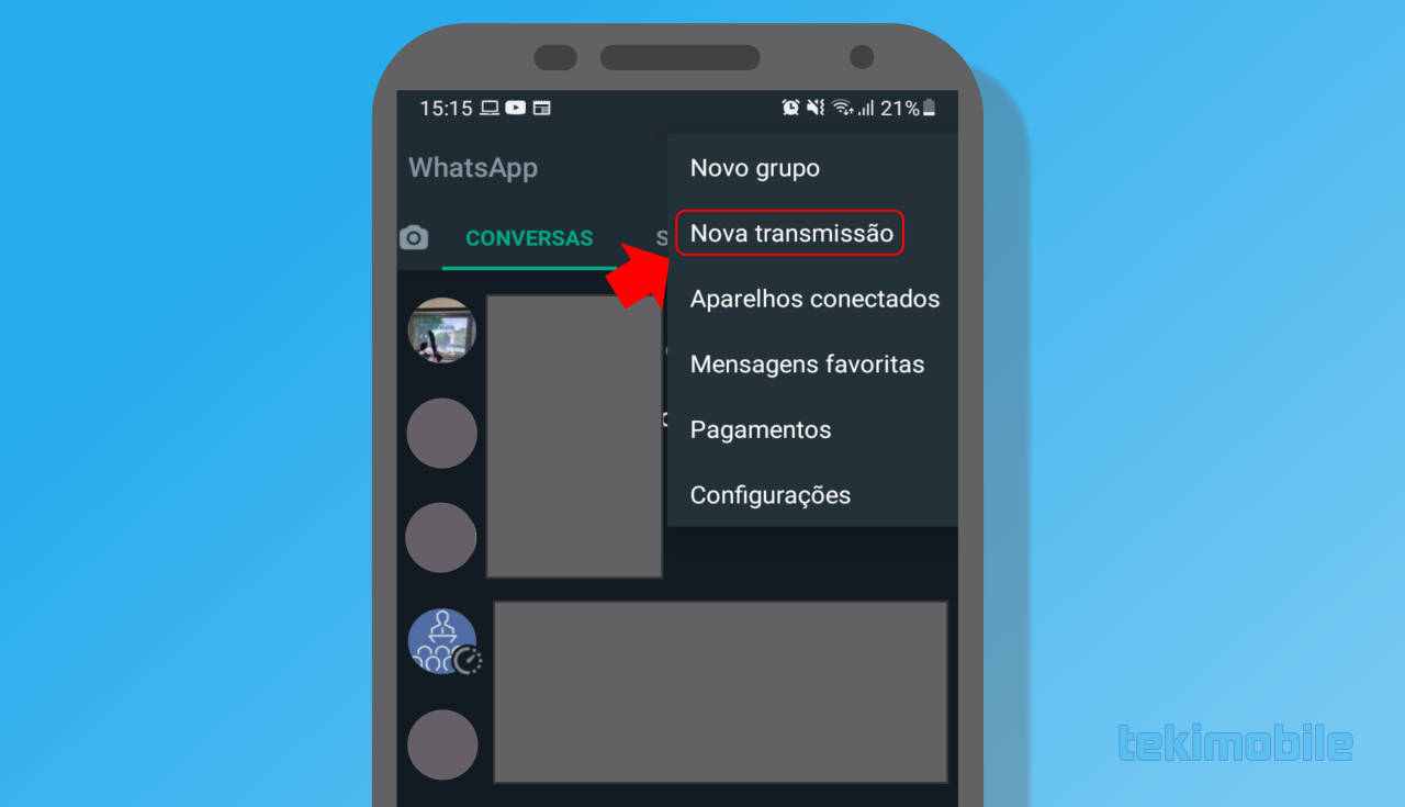 Como enviar mensagem em massa no WhatsApp business, primeio acesse as configurações