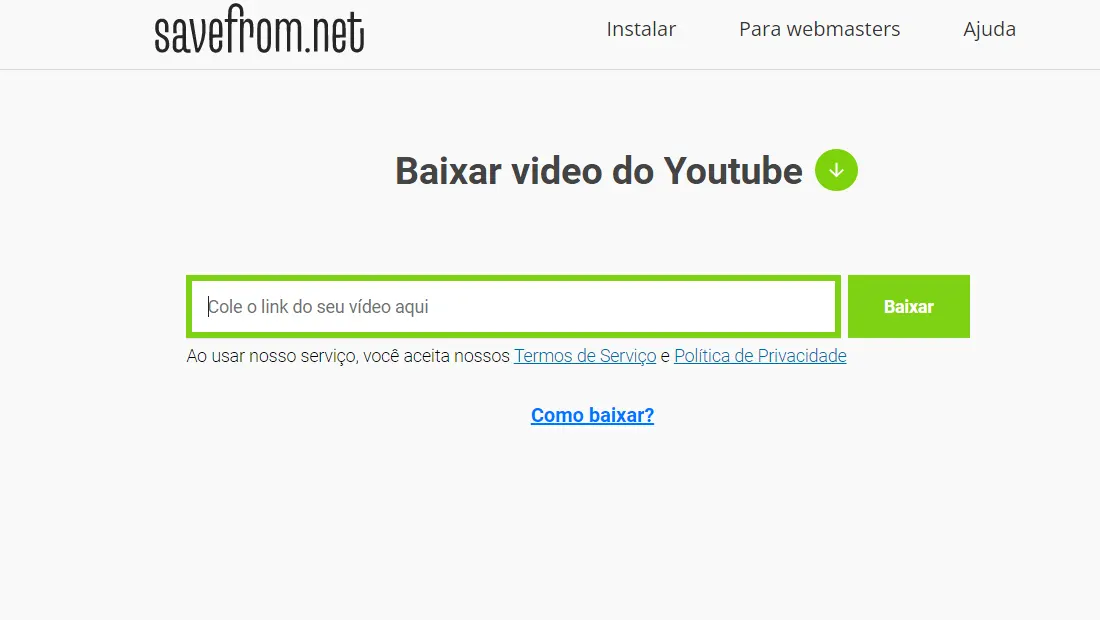 Vá no site da Savefrom