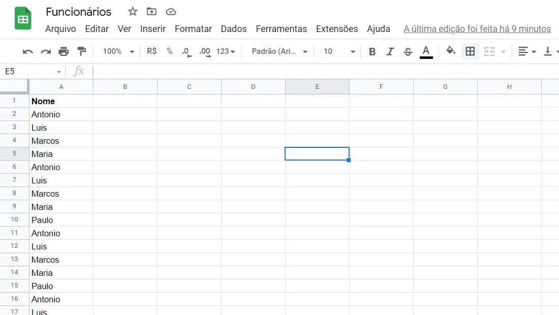 Abra a sua planilha no Google Planilhas