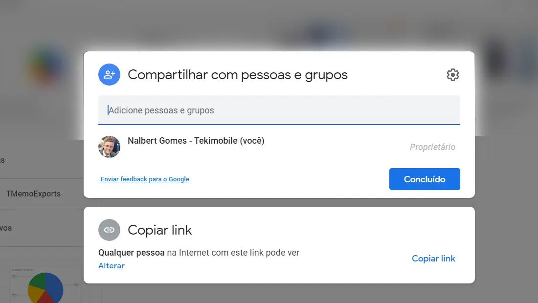 Adicione o nome e o email da pessoa que você deseja enviar o arquivo