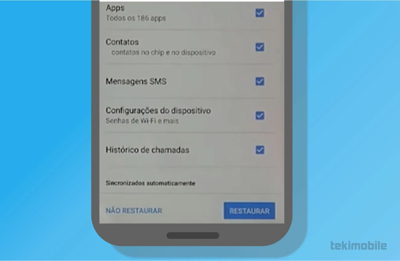 Após selecionar os itens que deseja restaurar do backup, toque sobre o botão Restaurar para recuperar seu aquivos no dispositivo - Como restaurar backup do Google Drive
