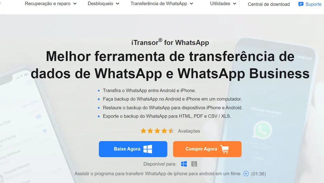 Baixe o iTransor for WhatsApp a partir do próprio site