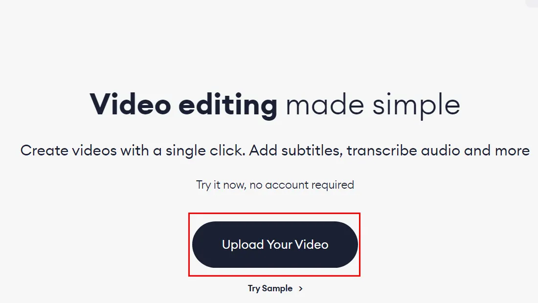 Clique em Upload Your Video para subir o arquivo